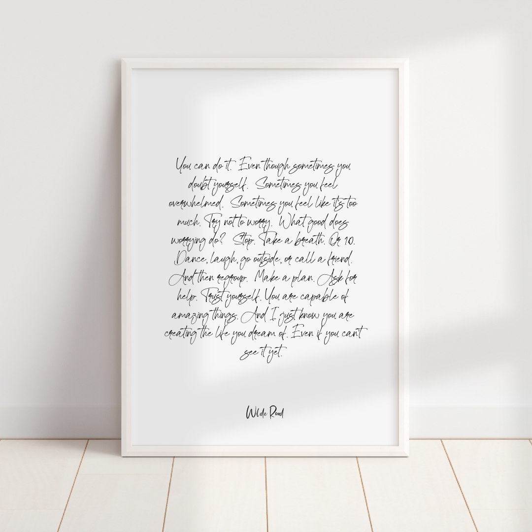 'You Can Do It' Typography Print, A4/A5 | Wilde Road