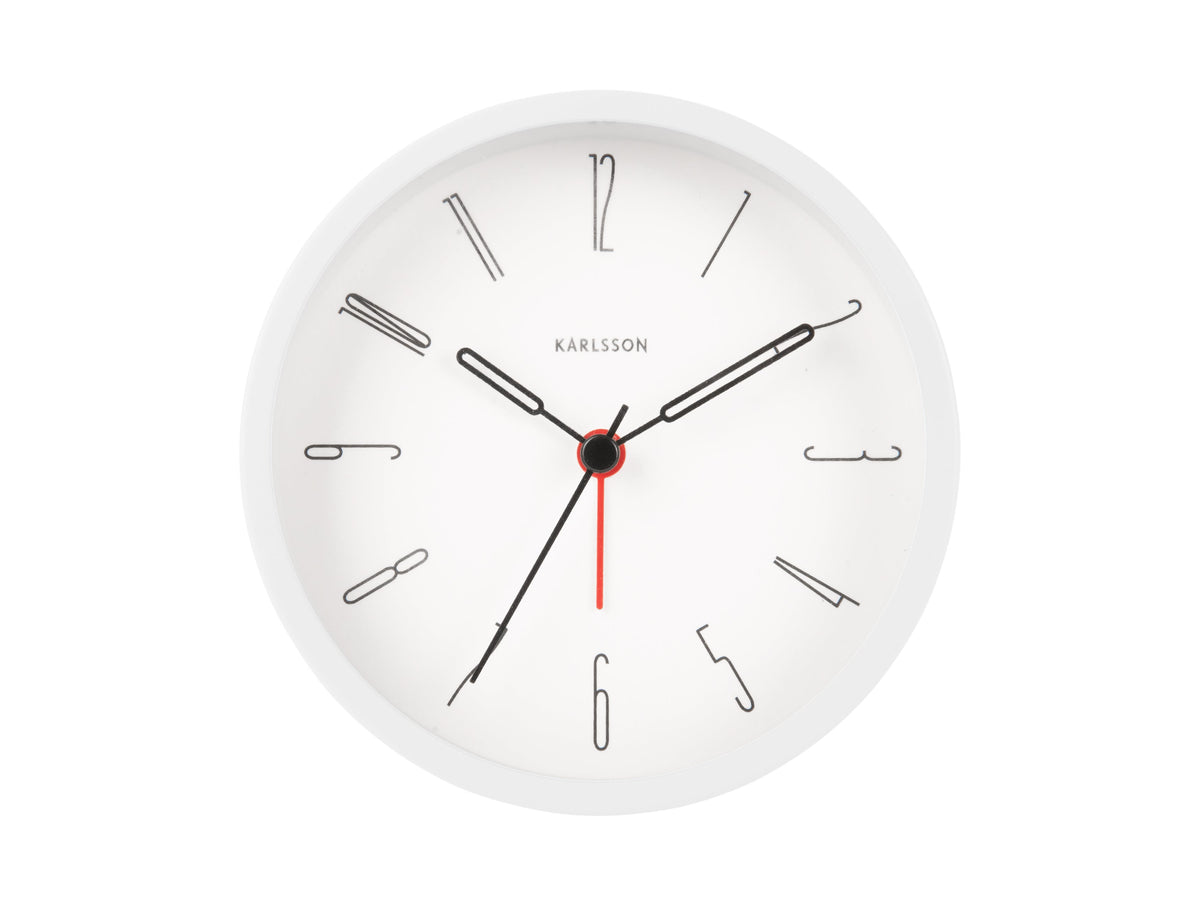 Front view of the White Belle alarm clock