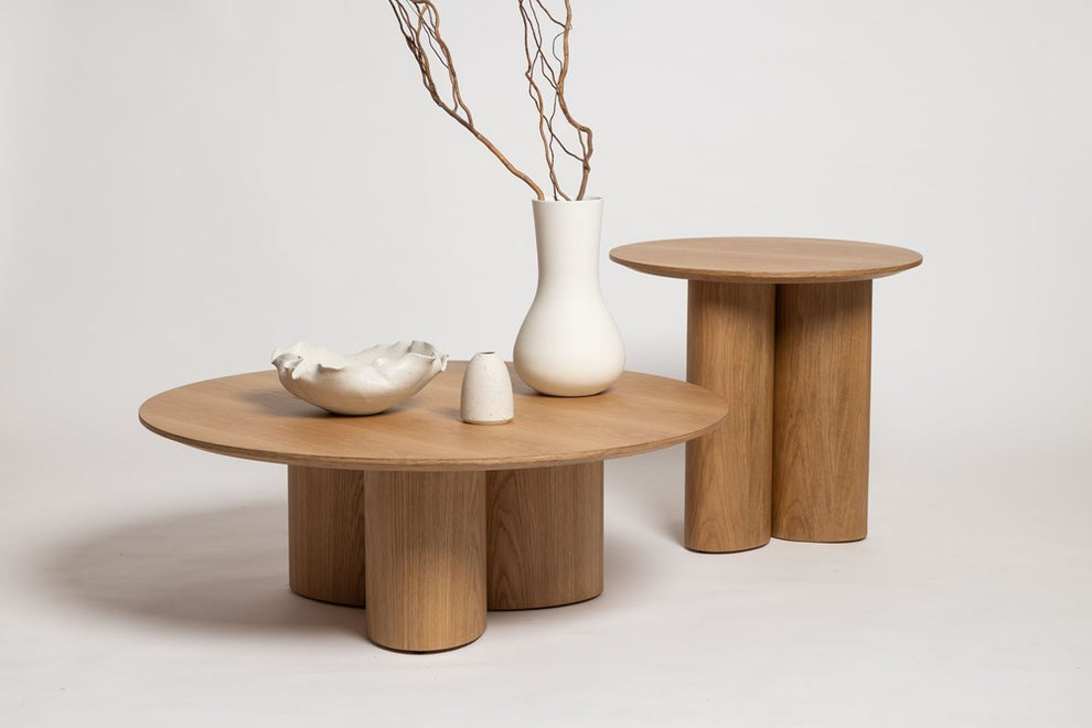 Round Side Table – Natural or Black Oak, 60cm