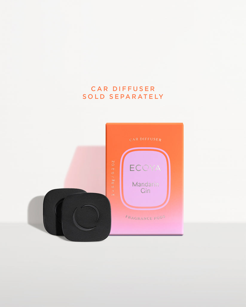 Ecoya Mandarin and Gin car diffuser refill fragrance pods, pack of two