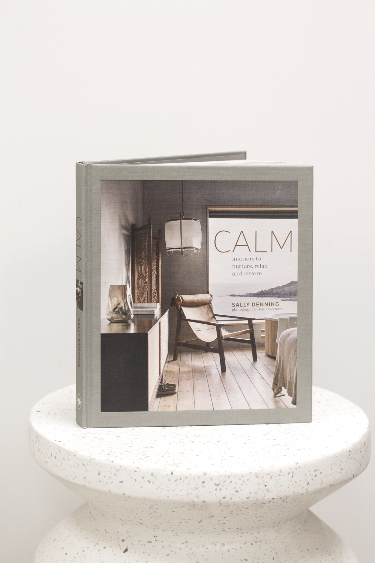 Calm interiors book open page spread showing a restful interior