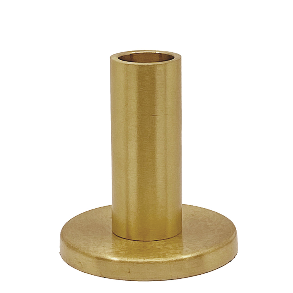 A Zakkia Brass Candle Stick with a polished appearance on a white background.