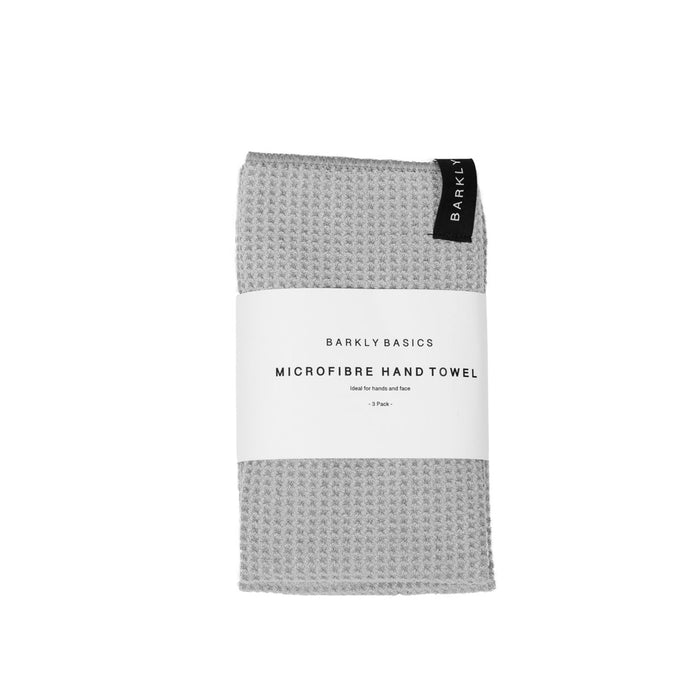 Barkly Basics Grey Microfibre Hand Towels – Pack of 3 Premium Waffle