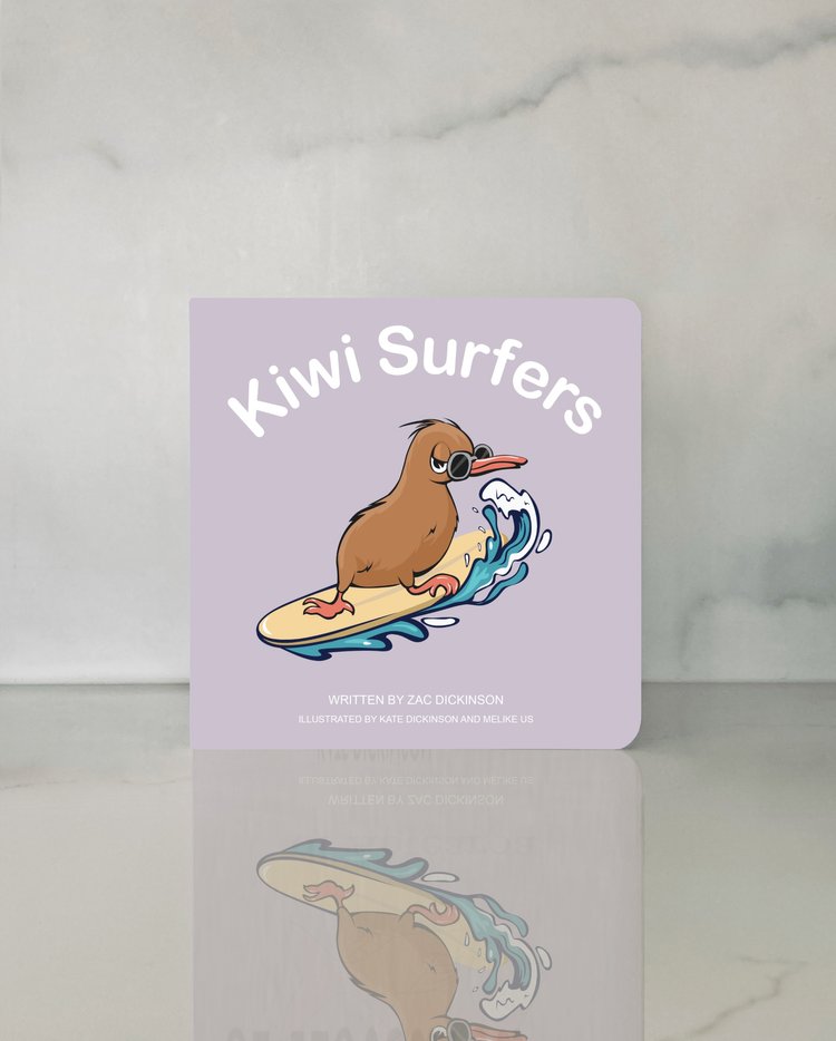 ‘Kiwi Surfers’ Board Book from As We Are Illustration (15×15 cm)