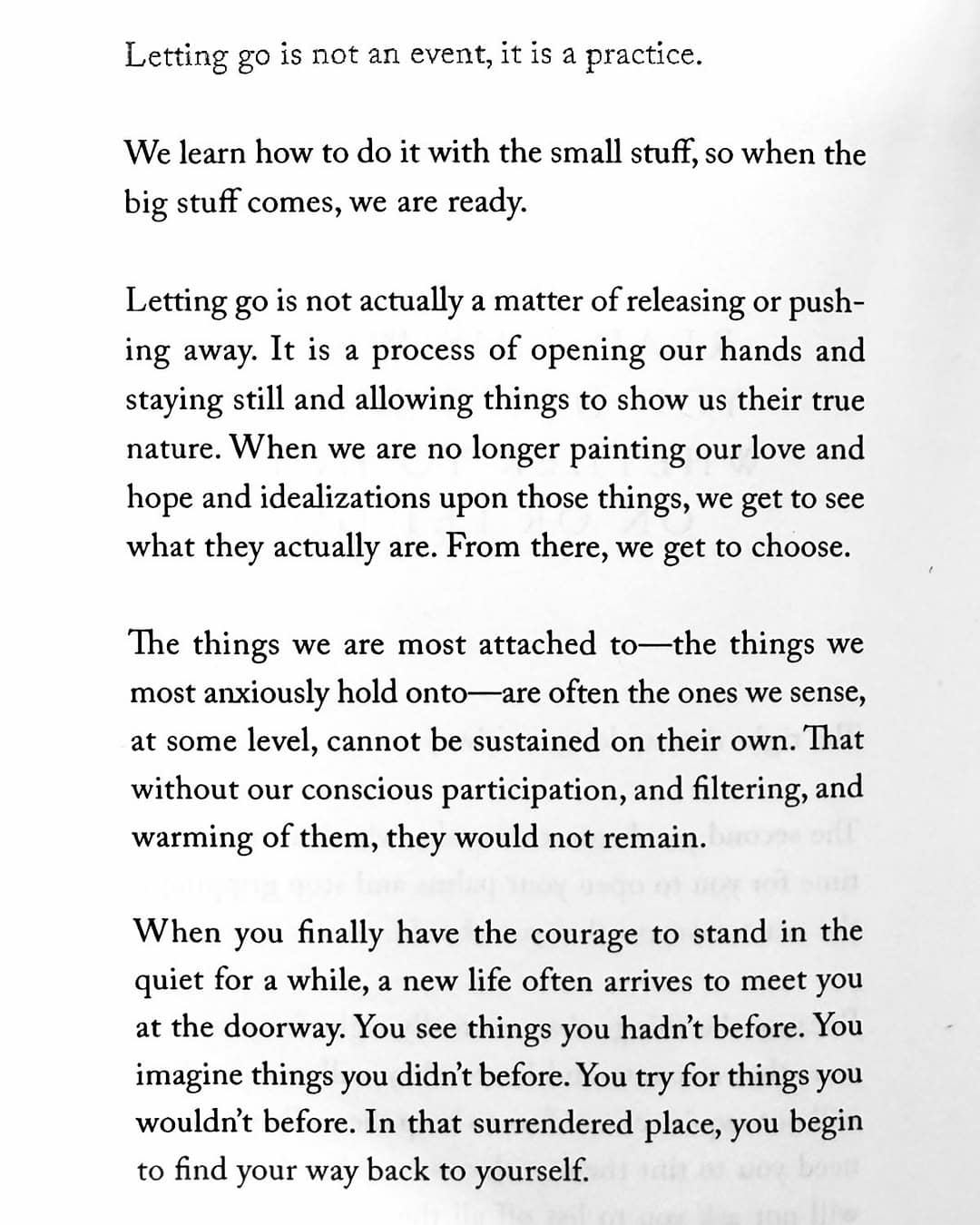 Text page from The Life That's Waiting on letting go as a practice