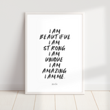 'I am beautiful' Print