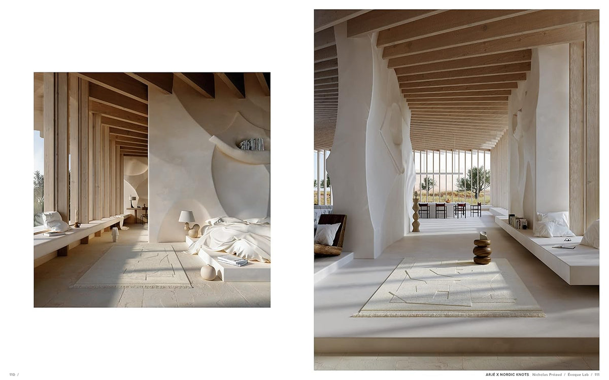 Design Dreams page spread showing a utopian interior render