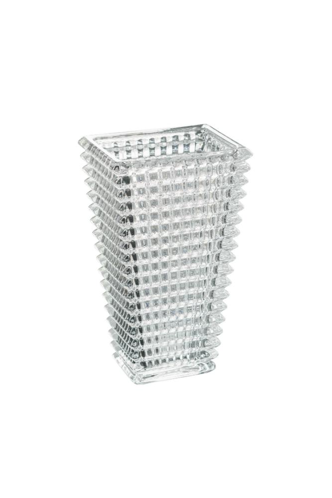 Facet rectangle cut glass vase, 16.5 x 12 x 28cm