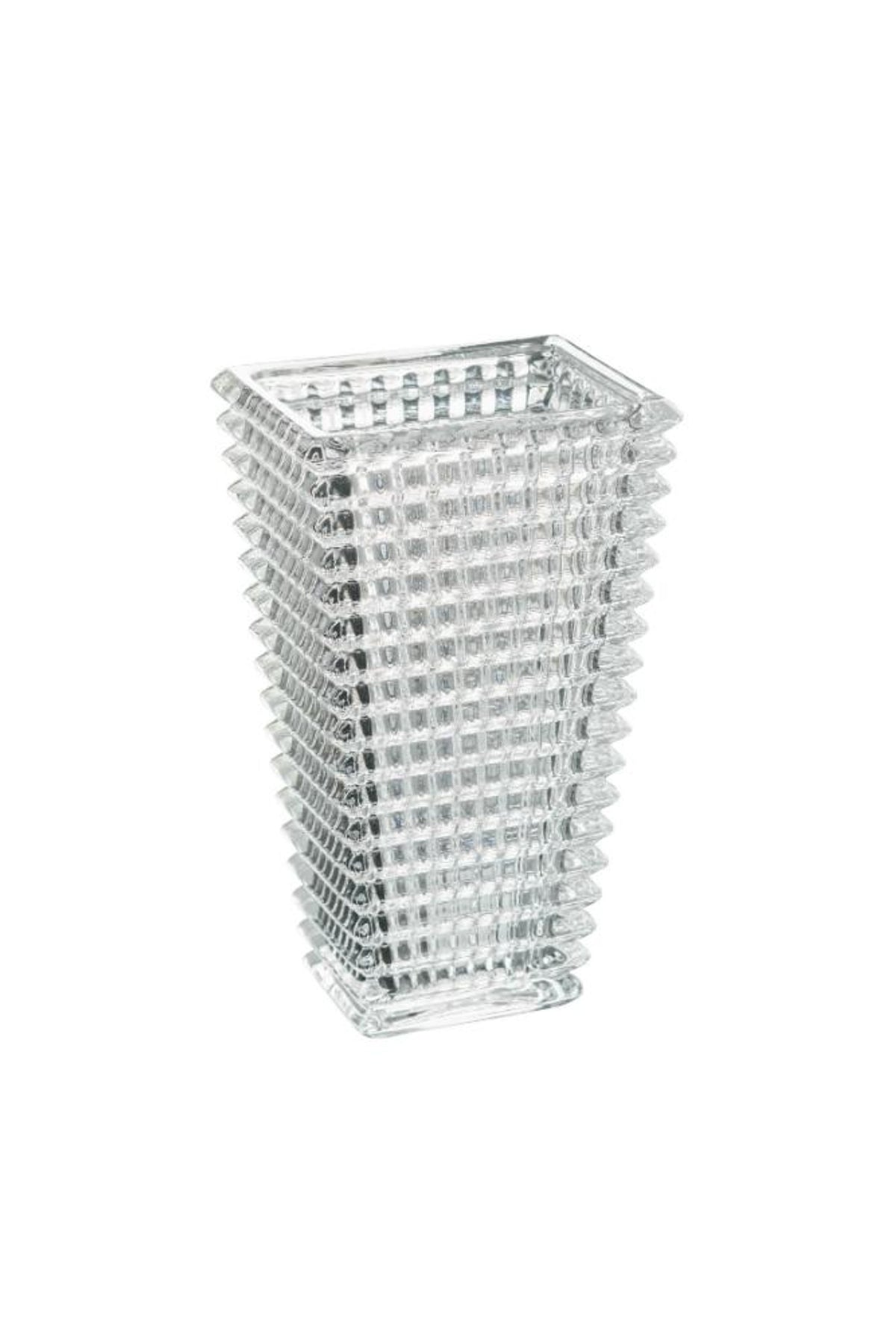 Facet rectangle cut glass vase, 16.5 x 12 x 28cm
