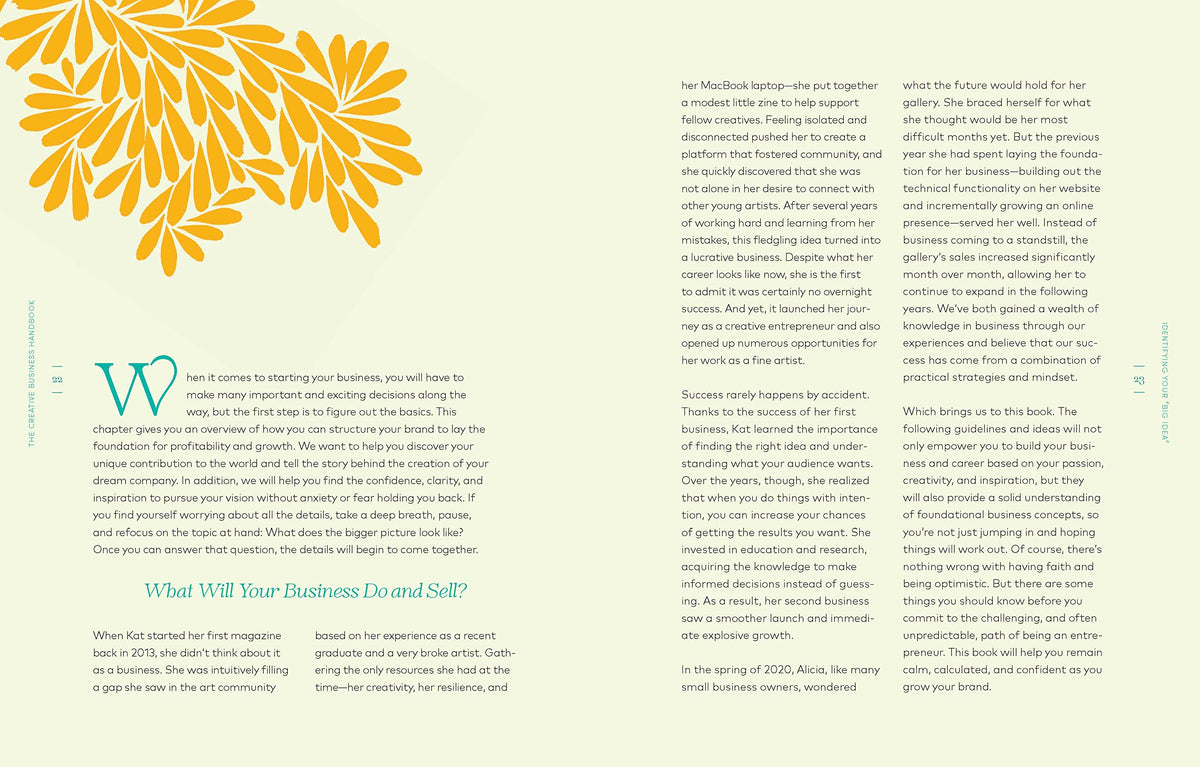 Creative Business Handbook open page spread