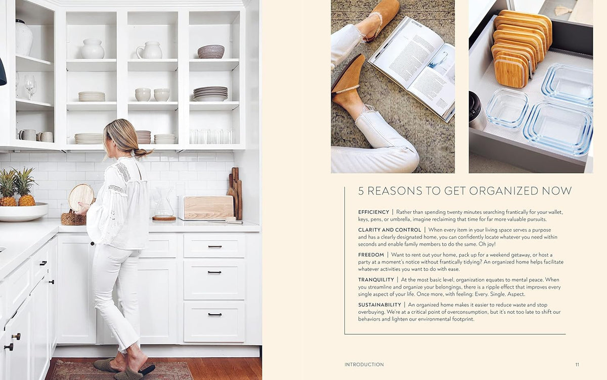 Organized Living page spread showing an organiser's home