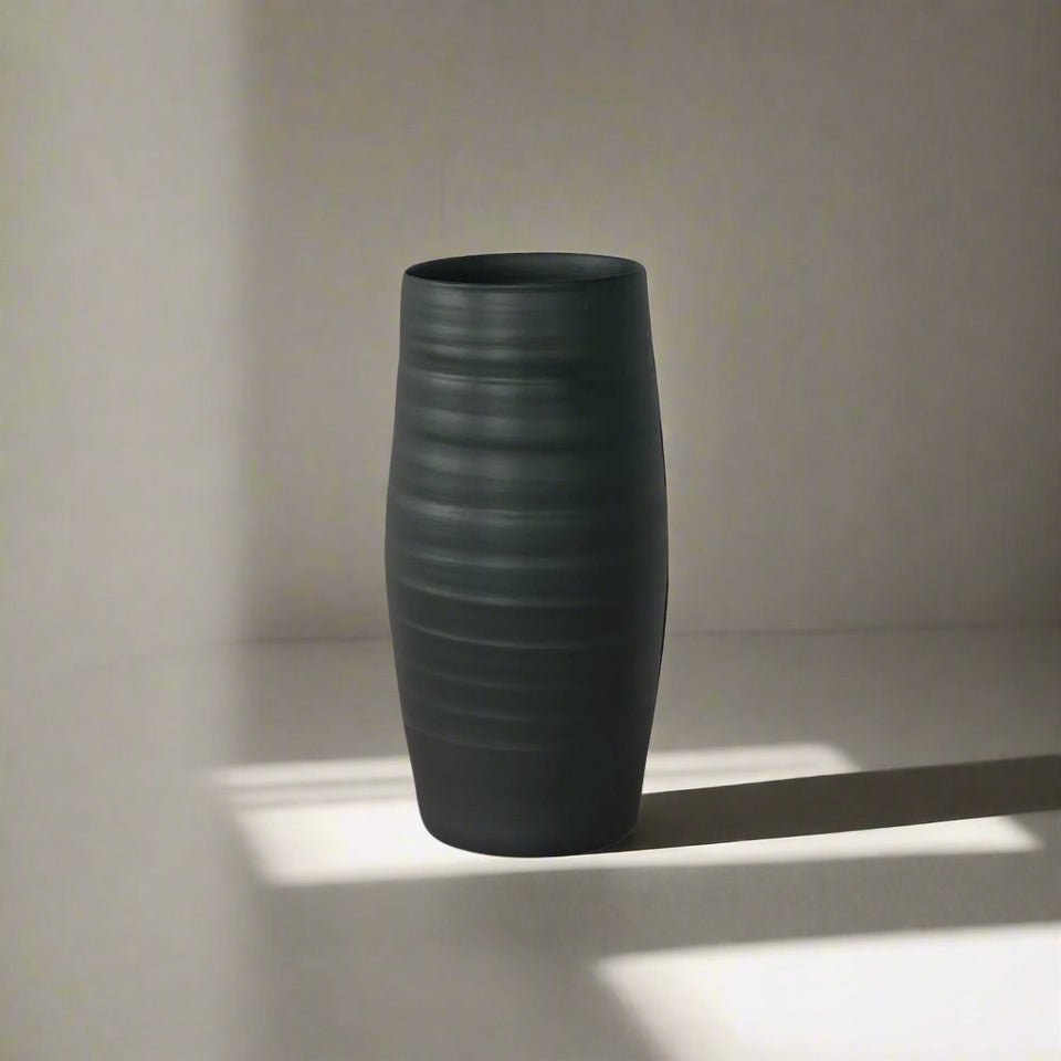 Ash Textured Ceramic Vase – Beige or Black