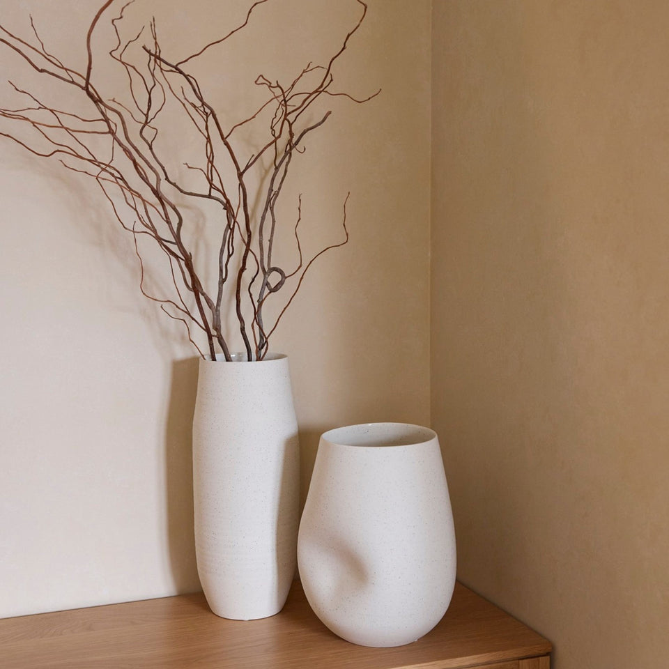 Ash Textured Ceramic Vase – Beige or Black