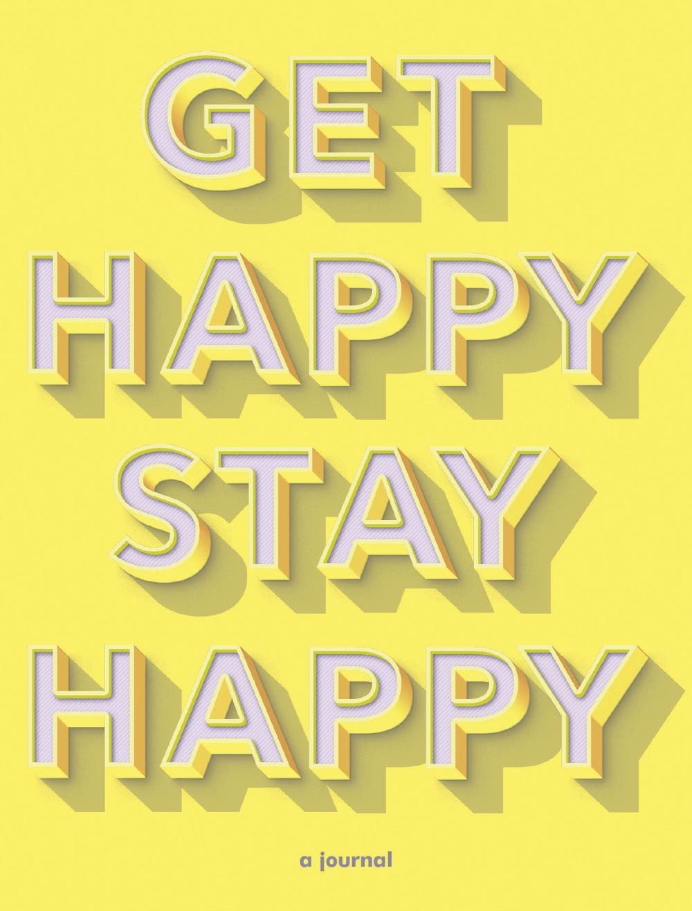Get Happy Stay Happy guided journal cover in chartreuse and lilac, Chronicle Books happiness prompt journal