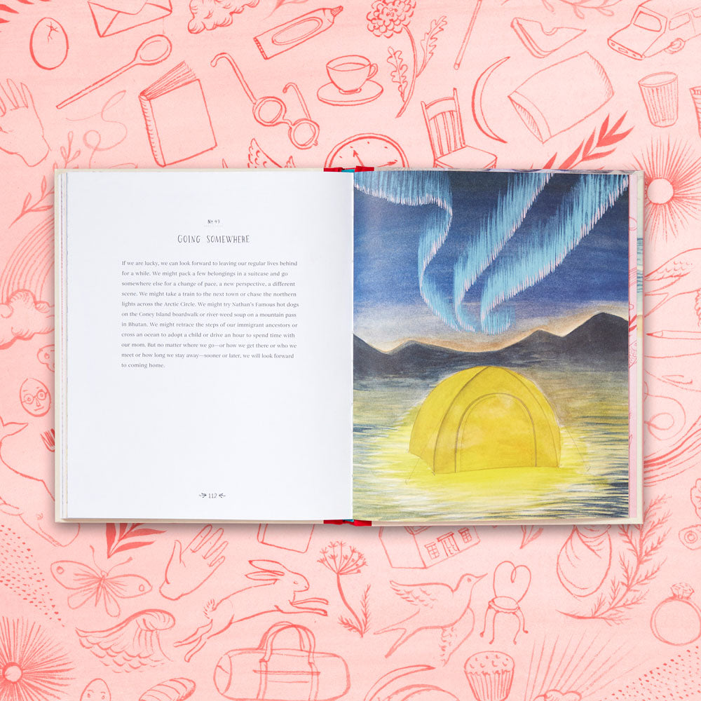 Book open to the glowing tent painting, second view