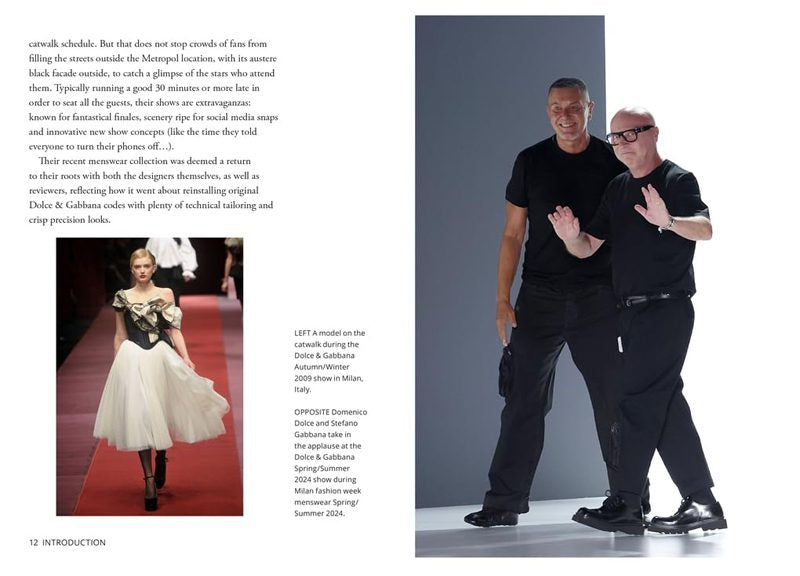 Little Book of Dolce and Gabbana spread with a couture gown on the catwalk and the designers taking a bow