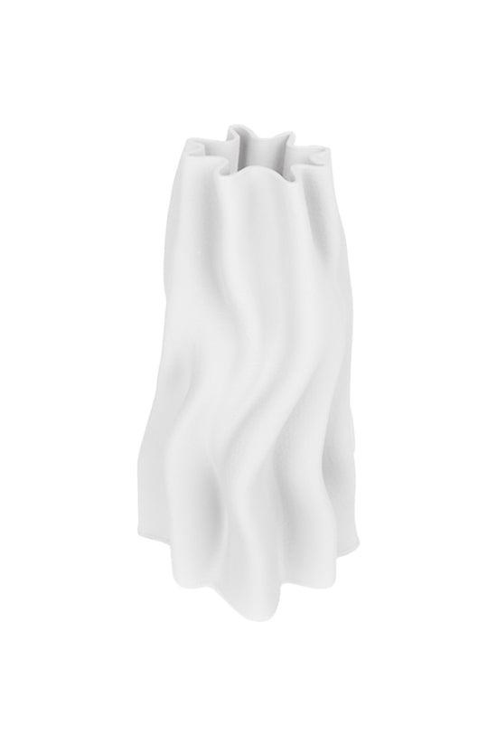 Anouk white 3D printed wave vase on a plain white background