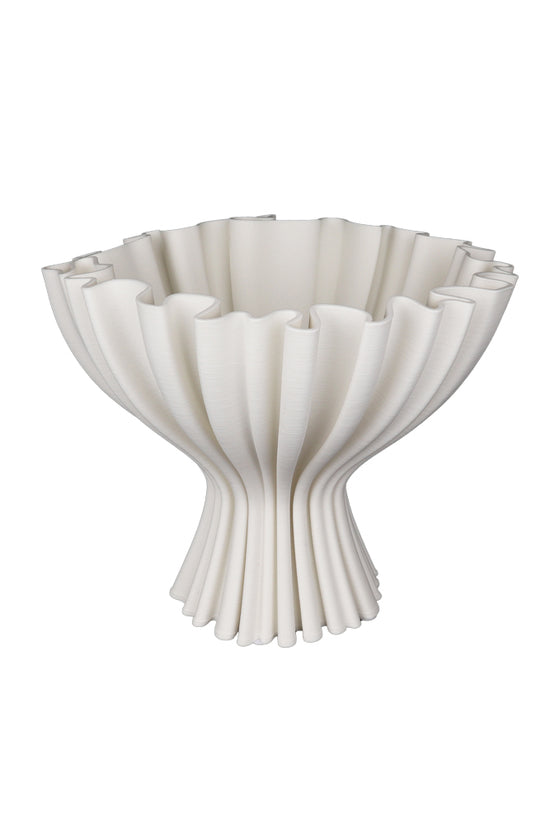 Cleo 3D Printed Compote Vase in white on plain background