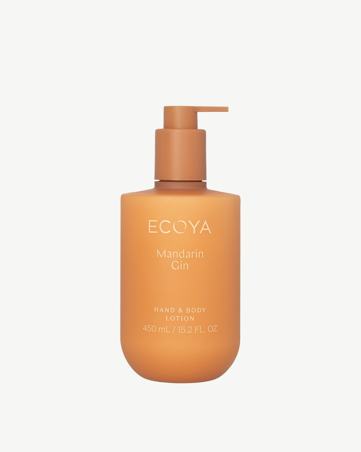 Ecoya Mandarin Gin hand and body lotion 450ml in an orange pump bottle