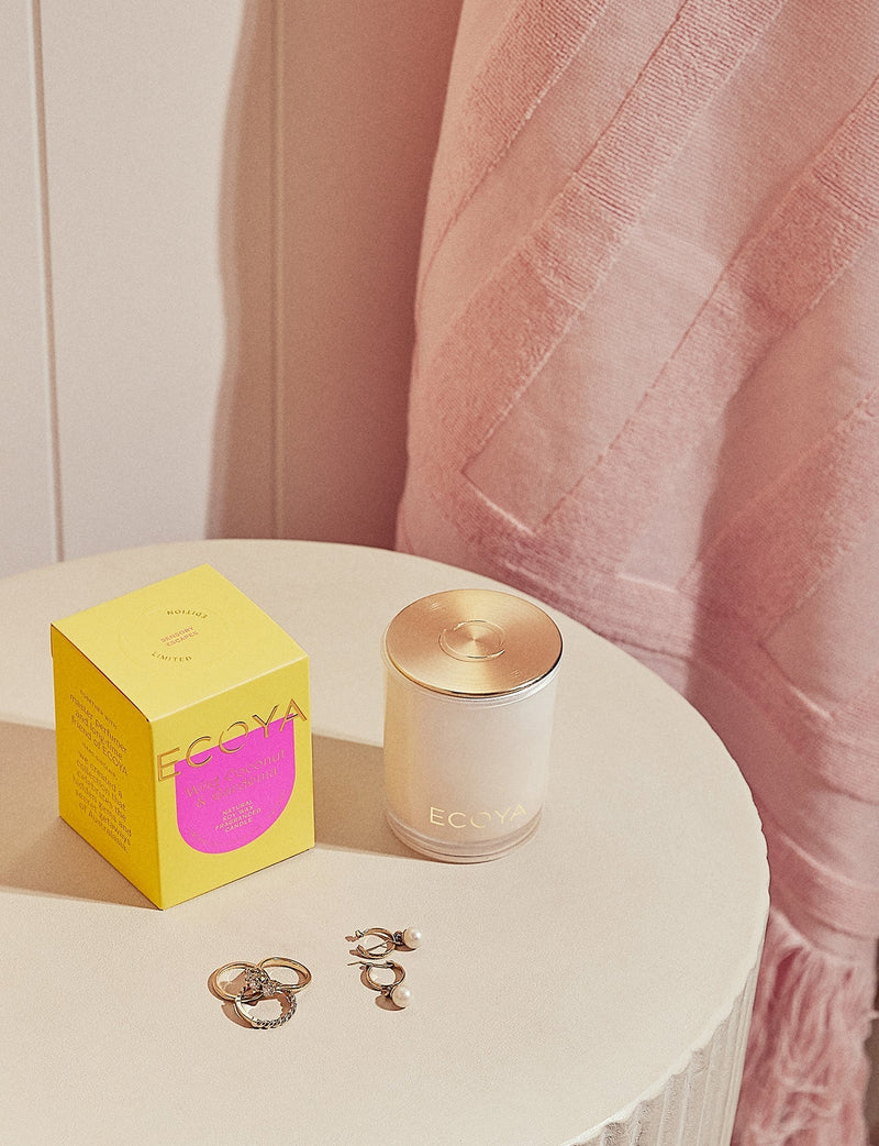A Sensory Escapes: Wild Coconut & Gardenia Madison Candle by Ecoya adds elegance and tranquility to any home design aesthetic, making it the perfect gift.