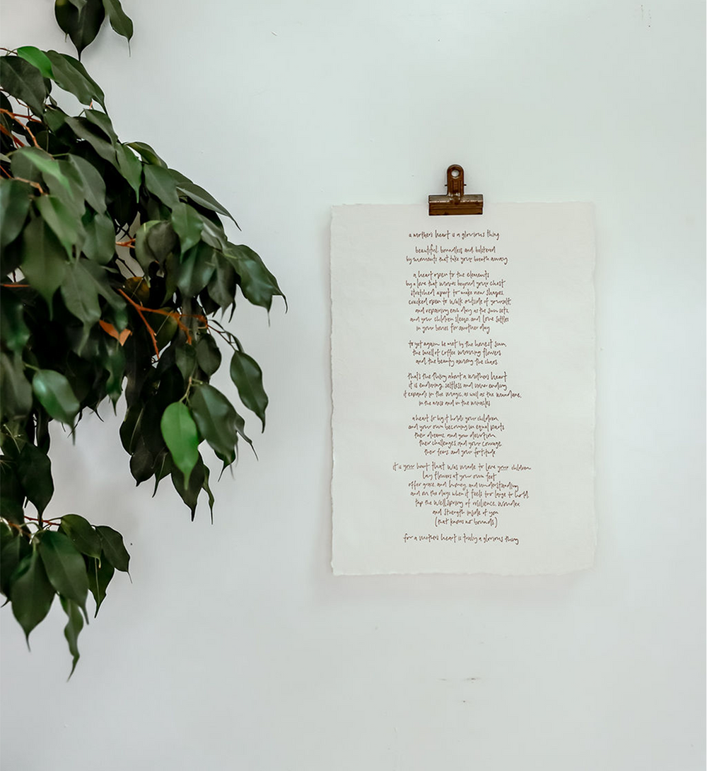 For the Mothers manifesto A4 art print styled on a shelf by Emma Kate Co