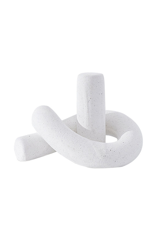 Knot Ornament in matte white, a single looped knot on a plain background