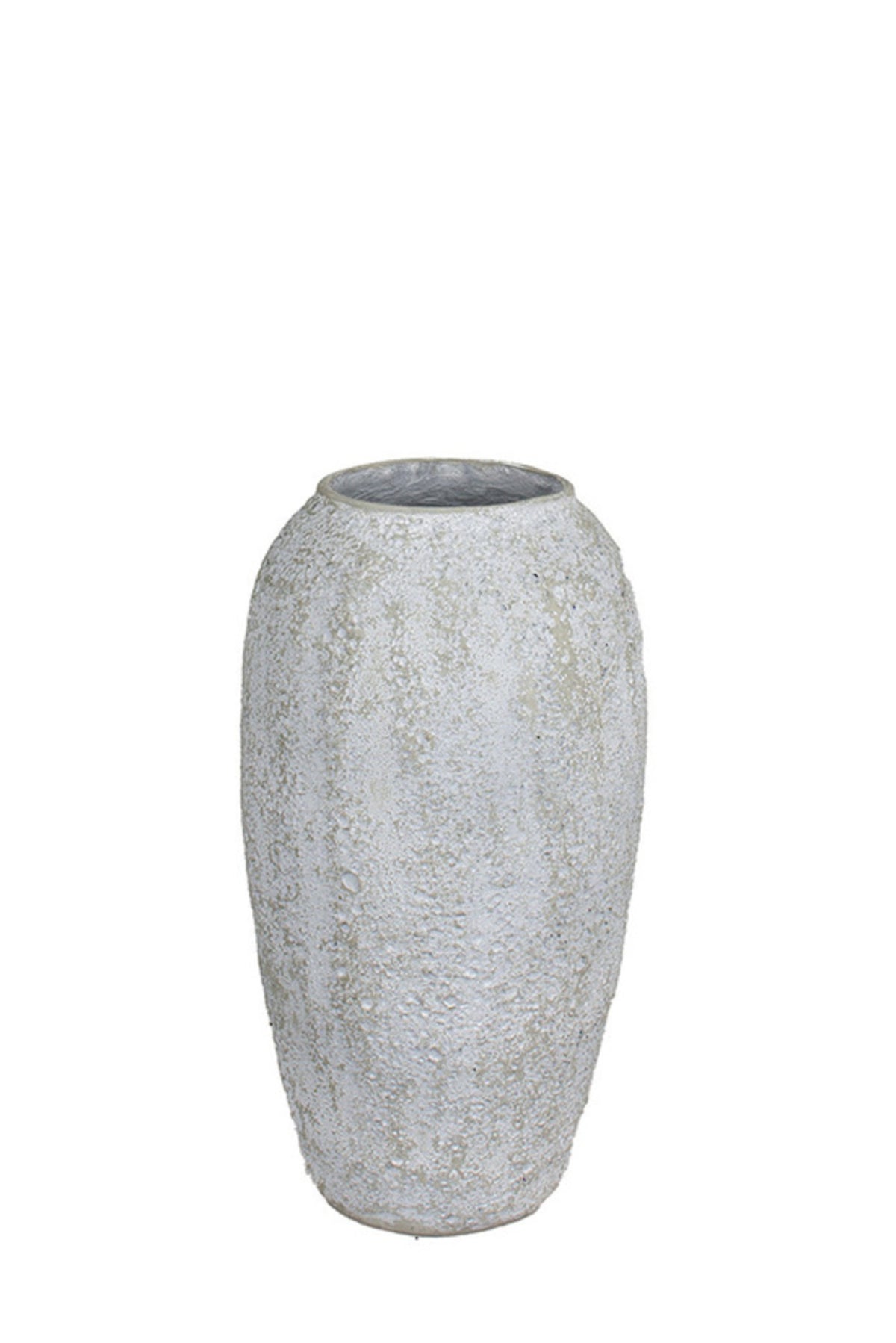 Alfresco Outdoor Pot, large, pale whitewashed grey stone finish on white