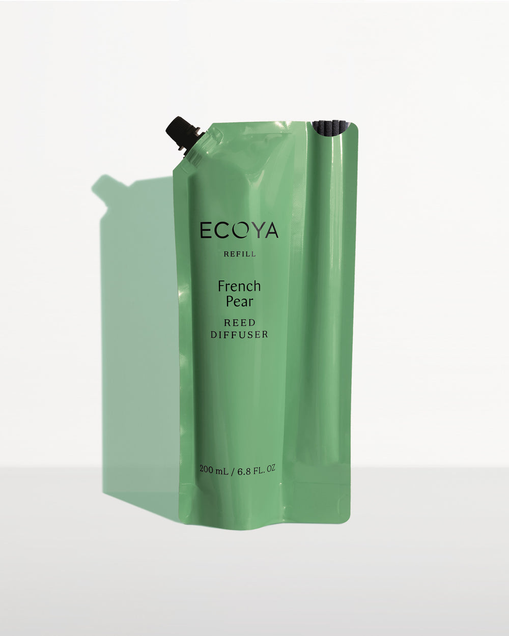 Ecoya French Pear reed diffuser refill pouch in green packaging