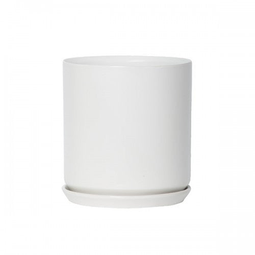 Oslo Ice White XL stoneware planter with saucer, a statement floor pot for large plants