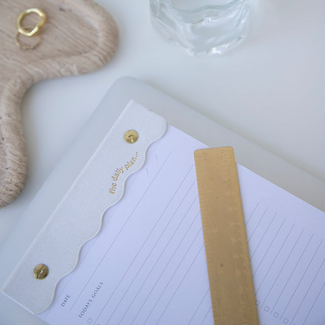 Curved Daily Notes Pad – Nude Linen Header (100 Sheets)