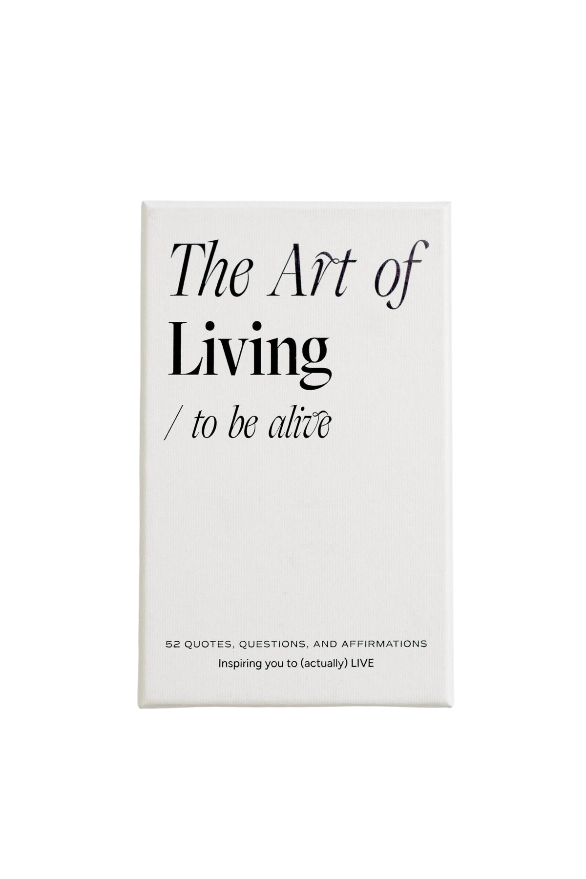 The Art of Living card deck box standing upright on a white background