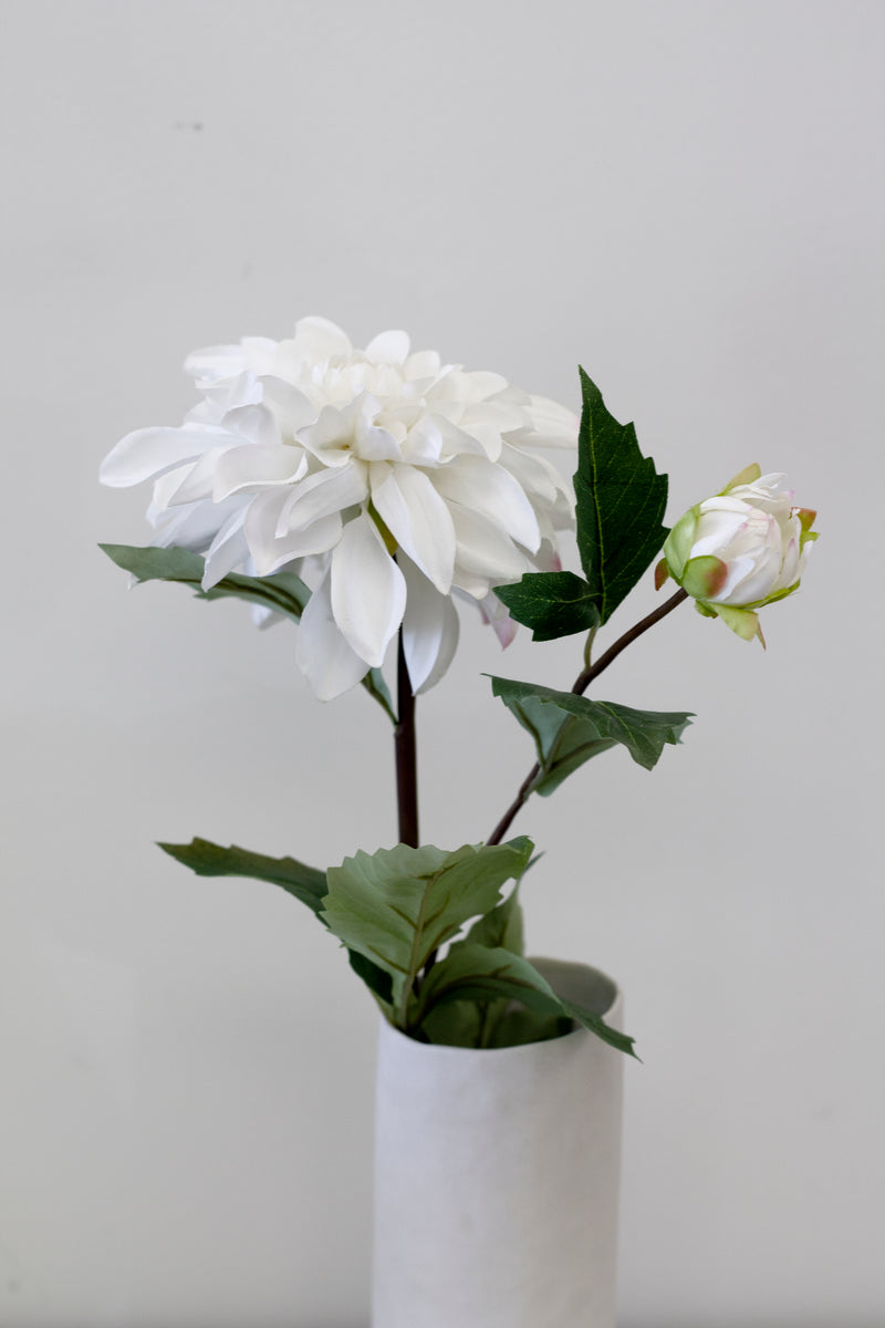 Artificial Grand Border Dahlia in a white vase by Artificial Flora.