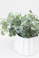 Artificial Silver Falls Bush 30cm plant in a white ceramic pot, requiring minimal maintenance. (Brand: Artificial Flora)