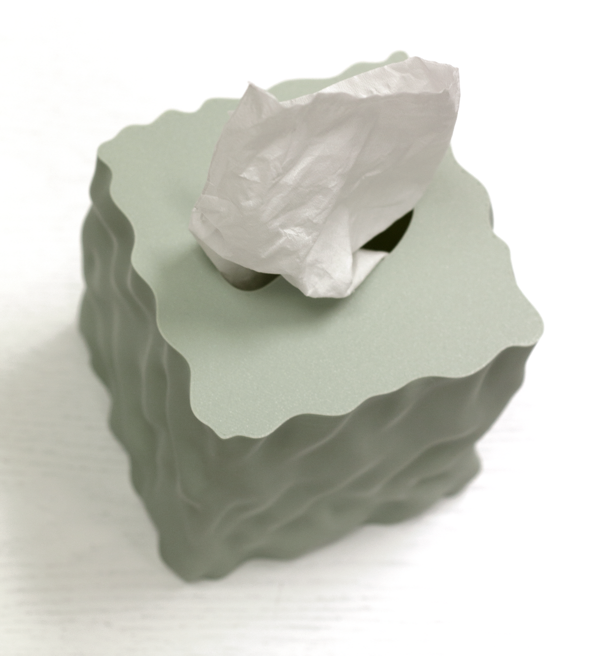 Top-down angle of the Sage Flow cover showing its wavy top edge