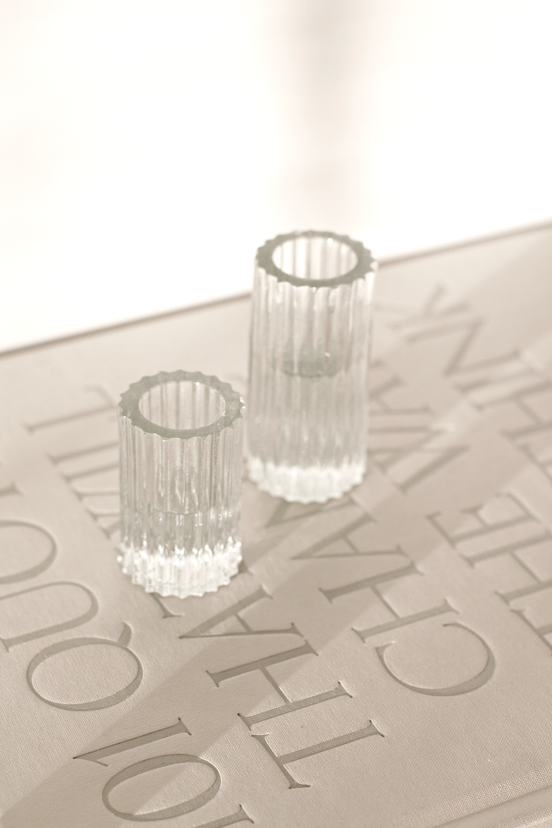 Ribb Candle Holder Set - Clear