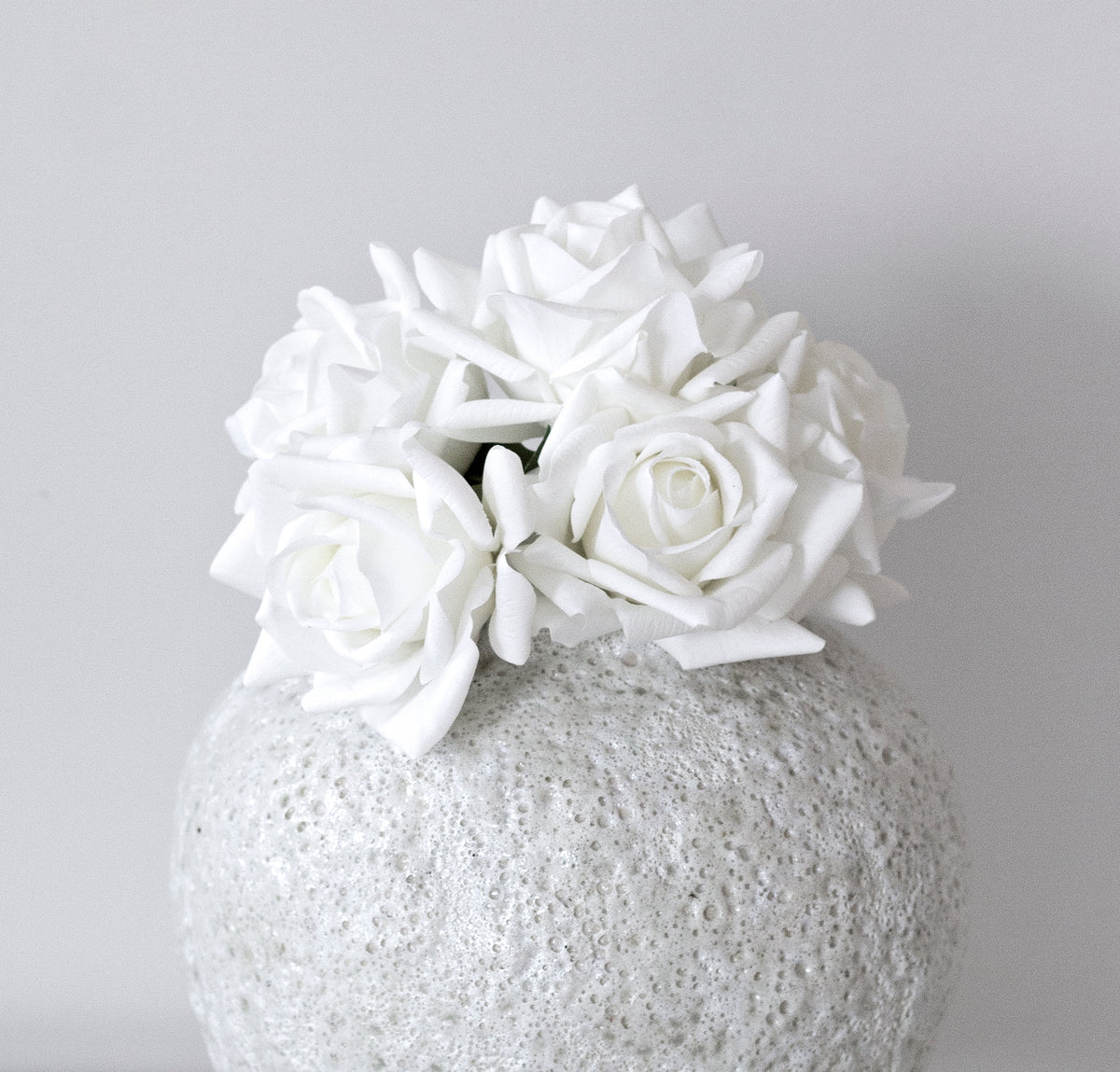Rose Bundle, 5 Real Touch Faux Blooms, White or Pink