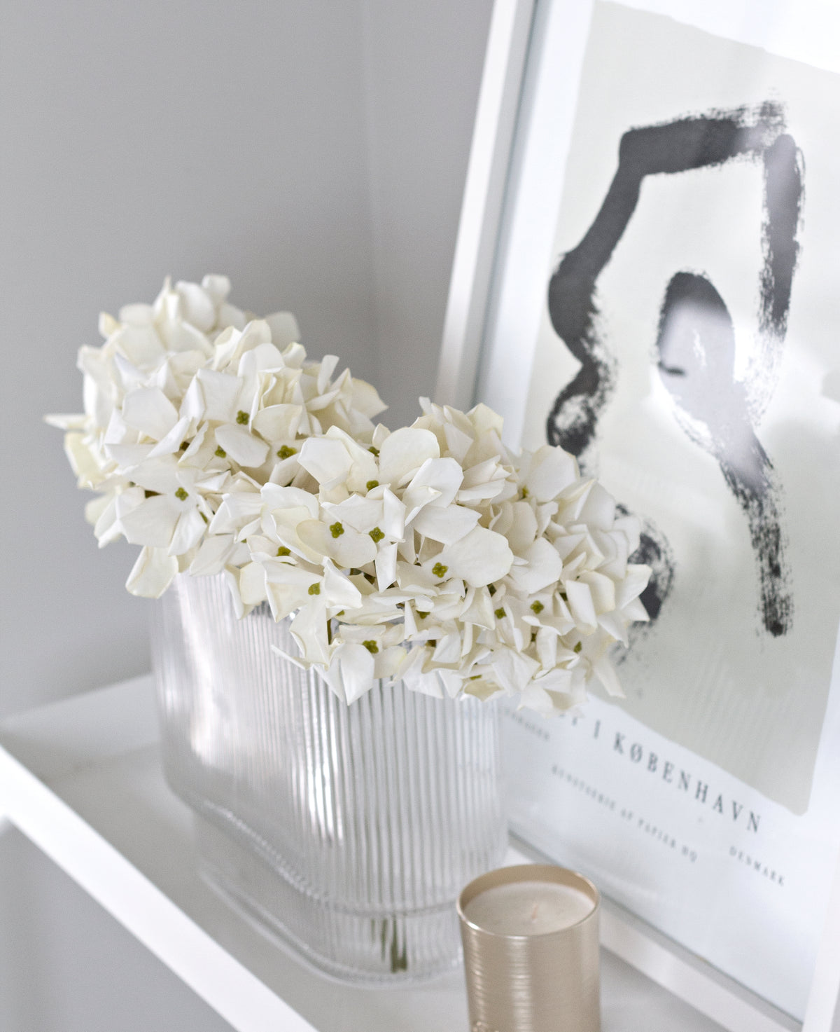 Petite faux hydrangea stem in blue green
