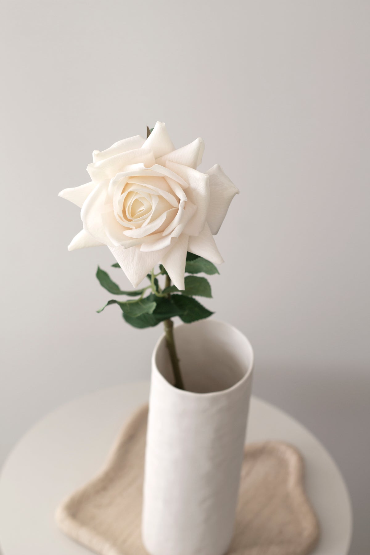 Aida Real Touch Rose, White & Peach 65cm Faux Stem