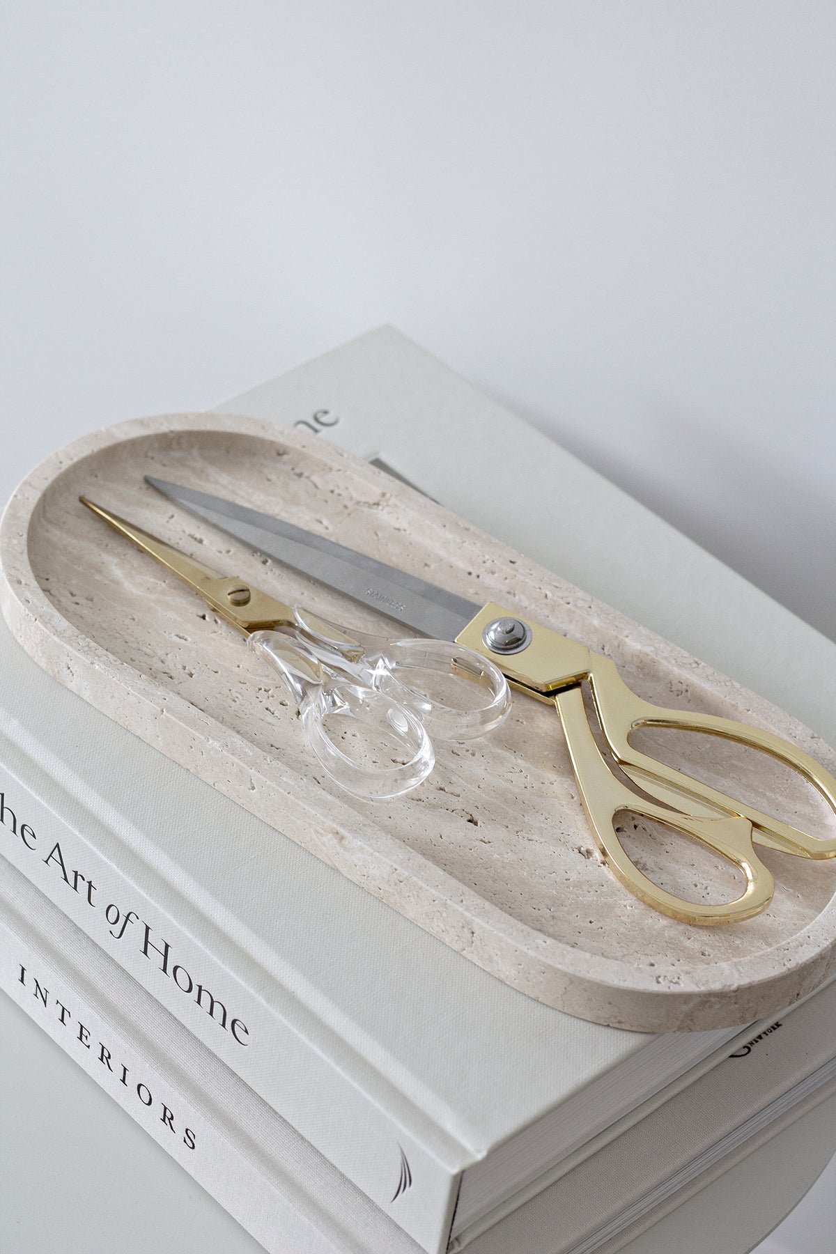 Line Tray, Travertine Display and Serving Tray