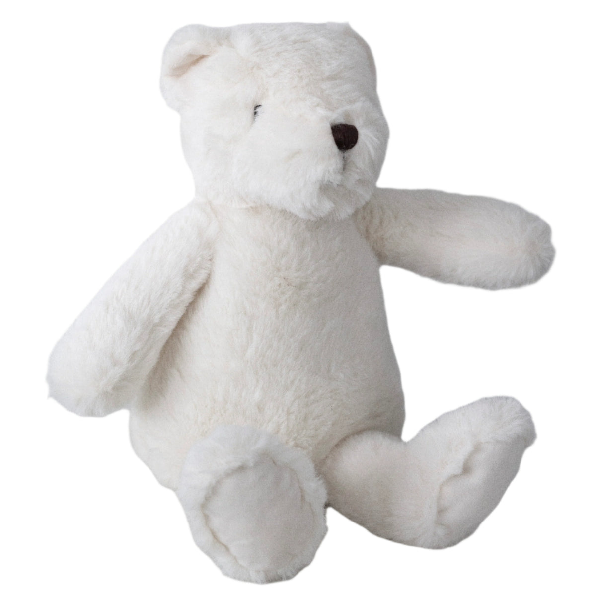 Flopsy Bear by Lily & George in Warm White plush, sitting, on white