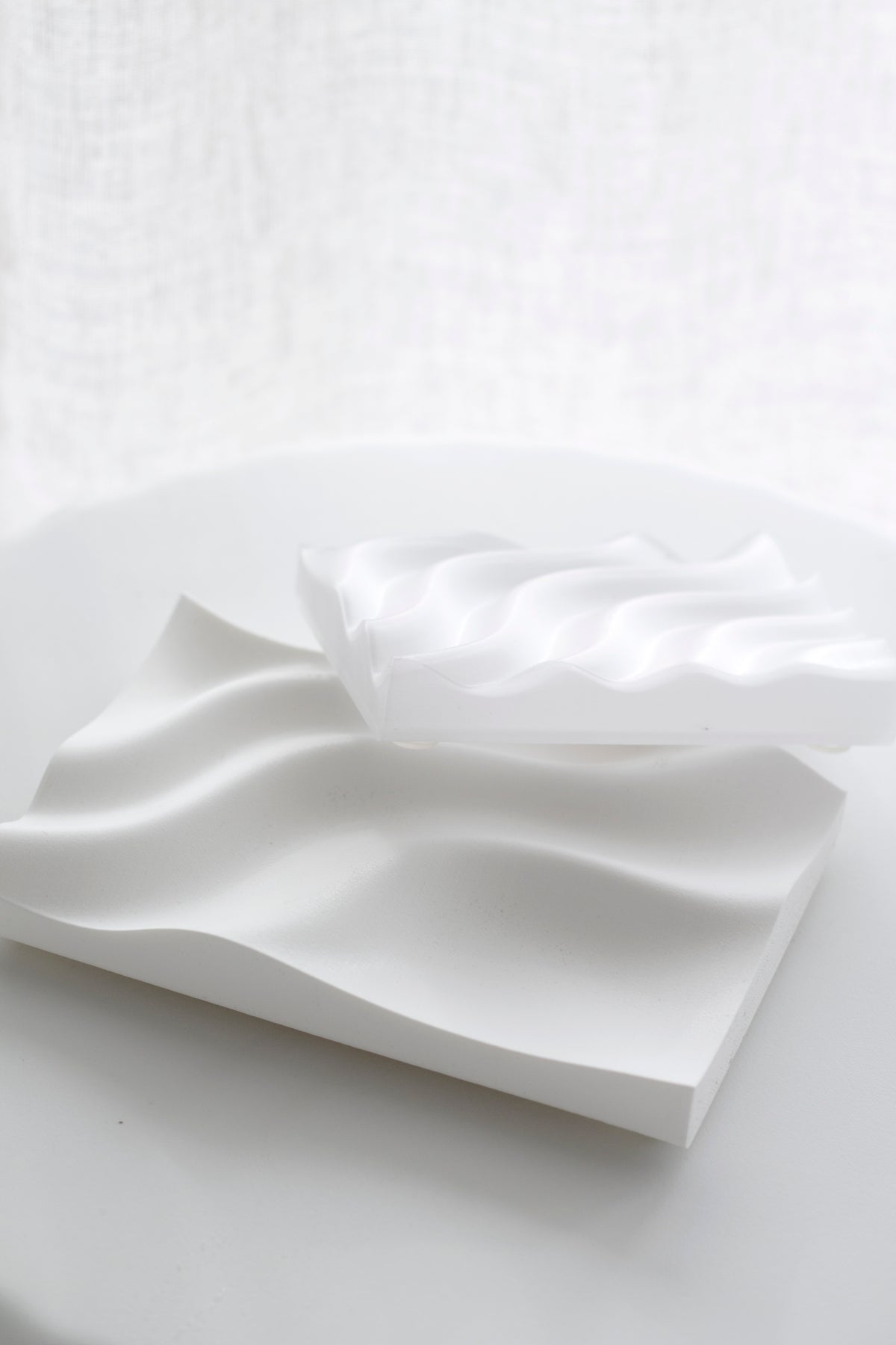 Ripple 3D Printed Soap Tray – Sculptural Recycled Plastic | Clear or Eggshell