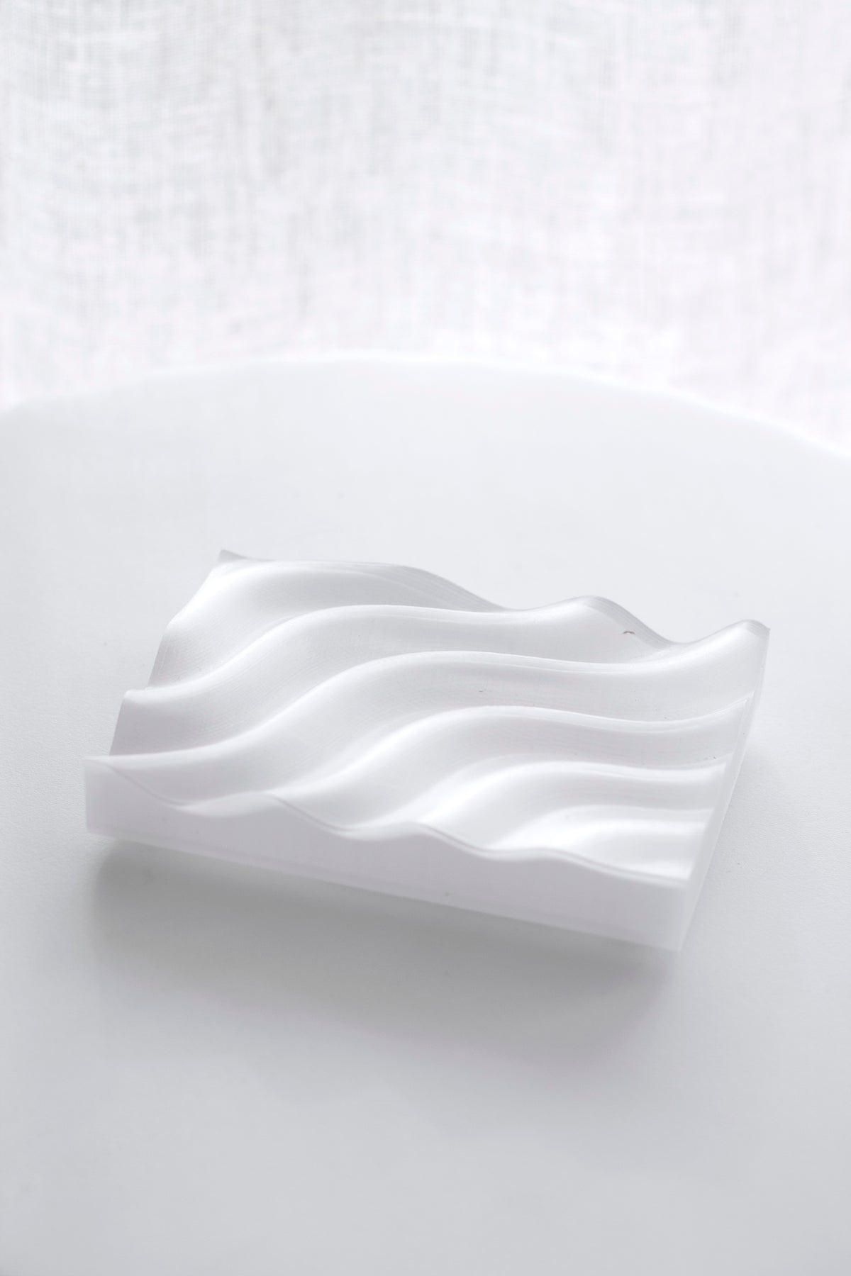 Ripple 3D Printed Soap Tray – Sculptural Recycled Plastic | Clear or Eggshell