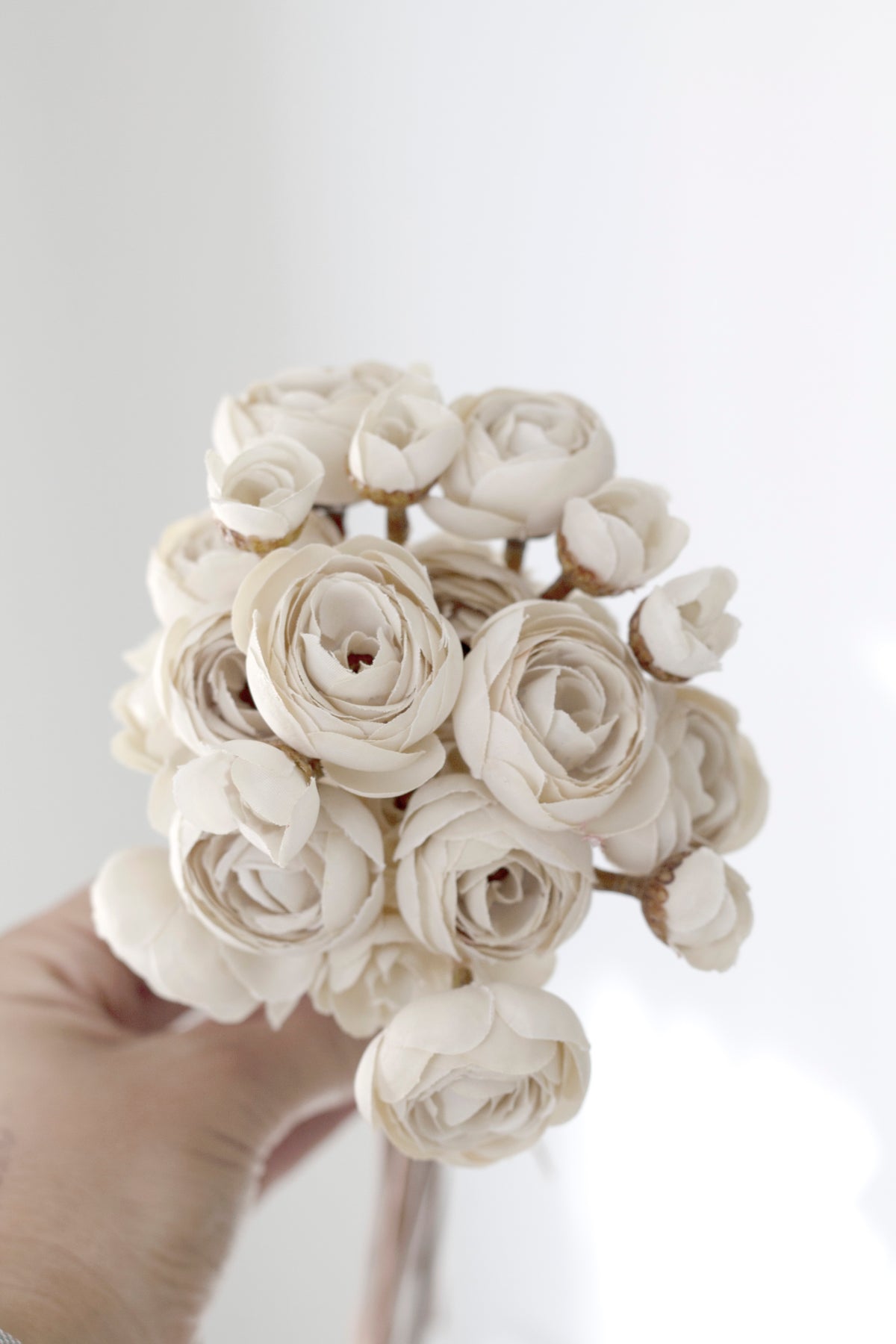 Ranunculus Bunch, White or Latte Faux Silk Bouquet