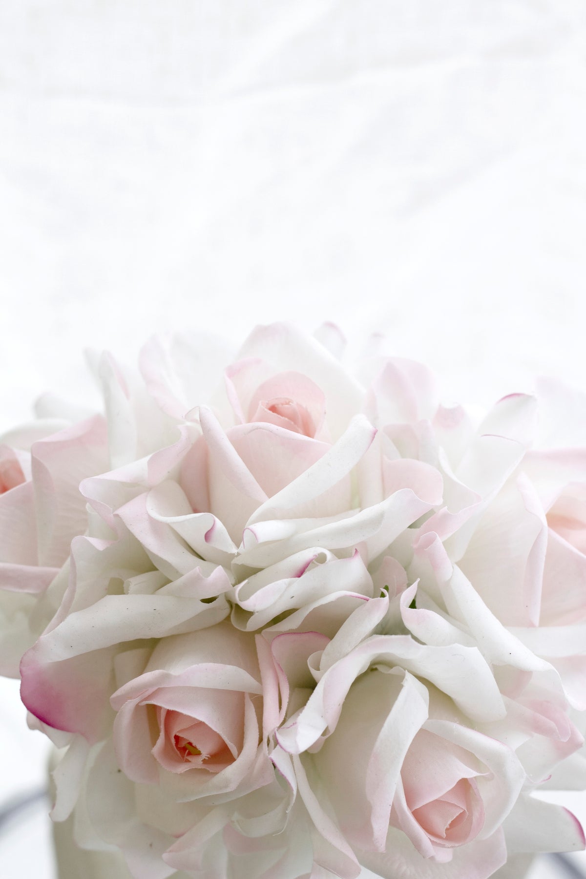 Rose Bundle, 5 Real Touch Faux Blooms, White or Pink