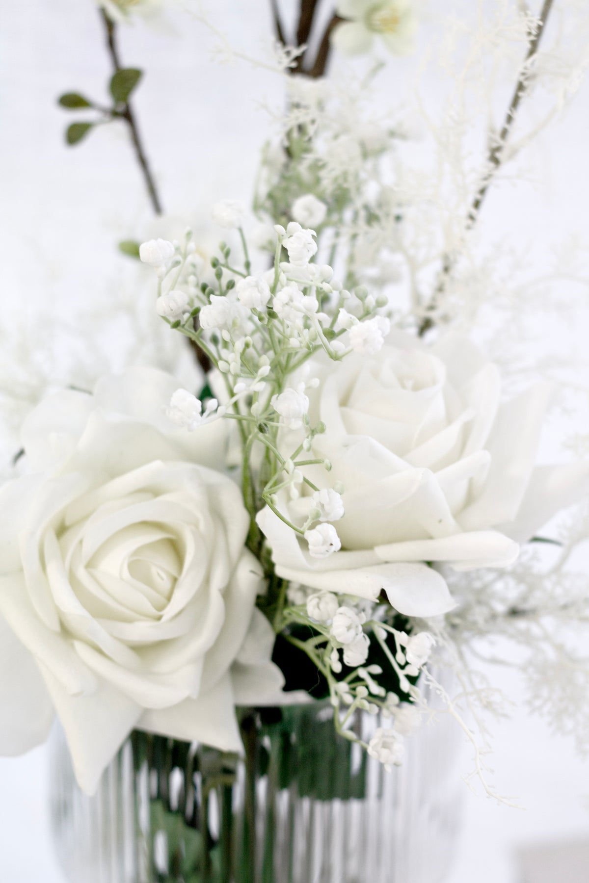 Aida Real Touch Rose, White & Peach 65cm Faux Stem