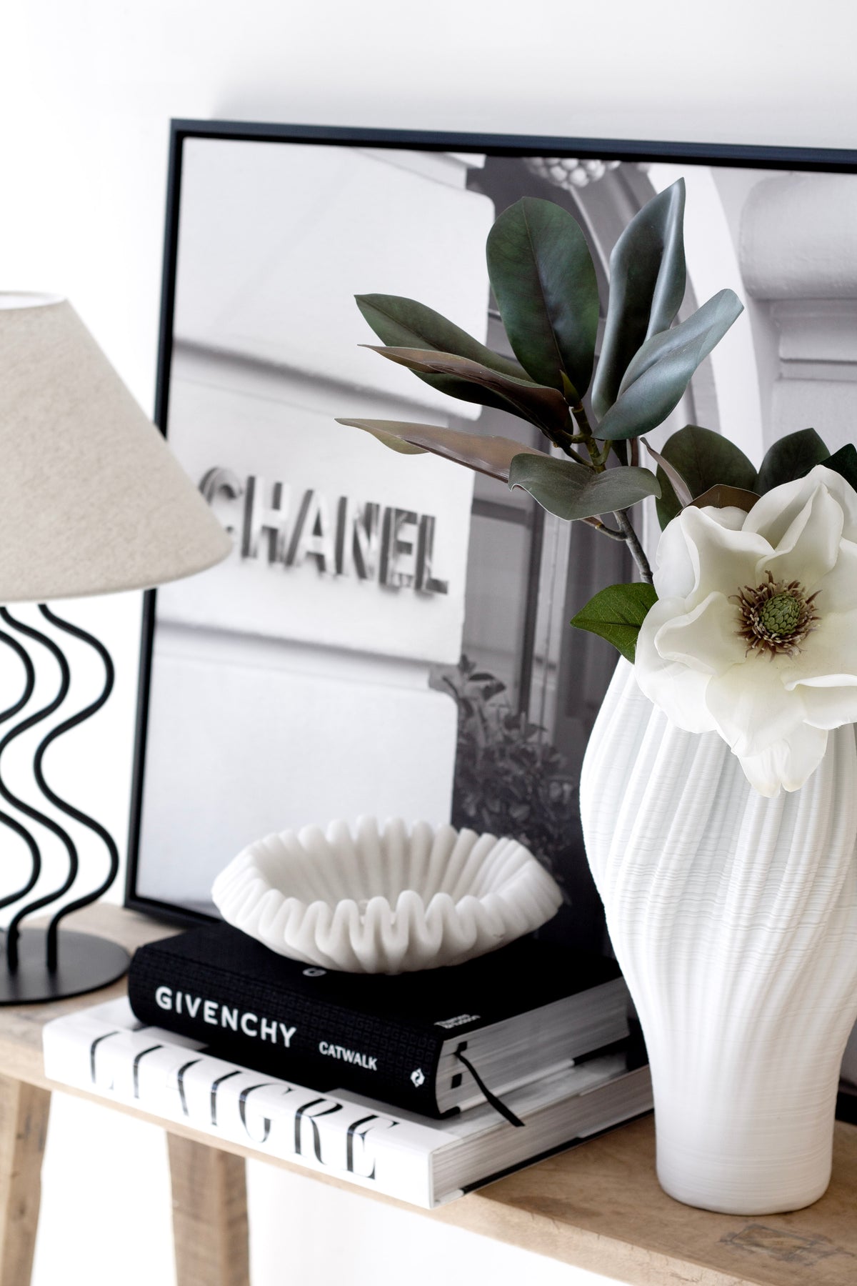 Magnolia Leaf Branch, 1m Faux Stem