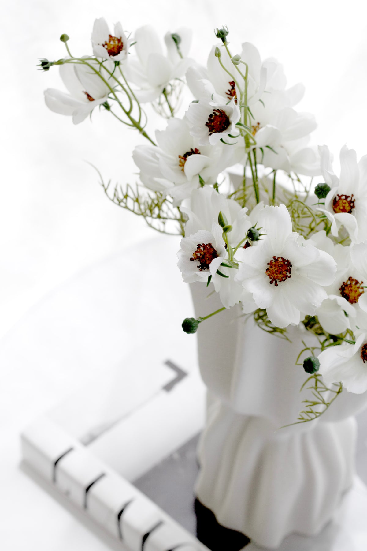 Cosmos Bunch, Pure White Faux Flower