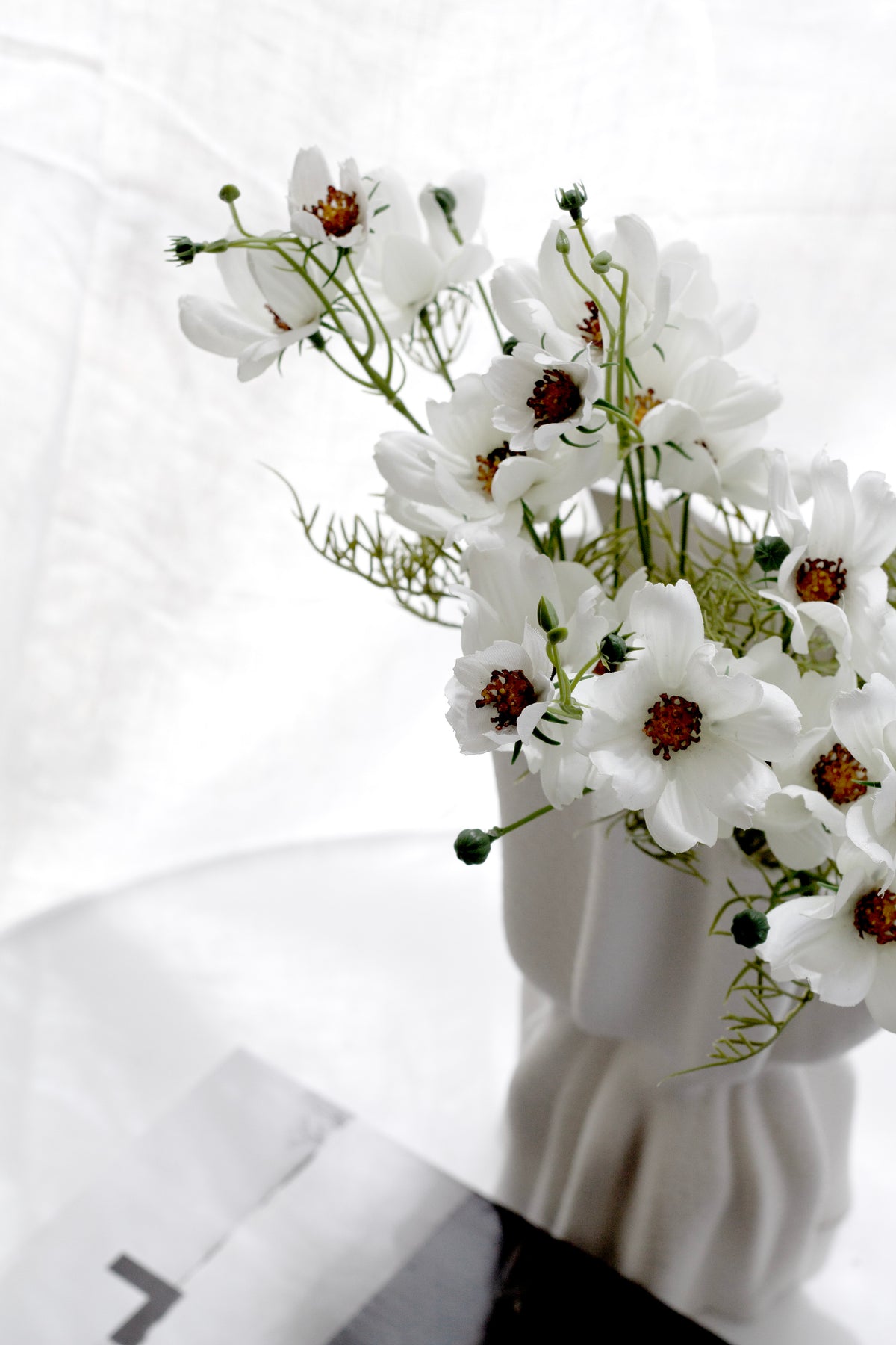 Cosmos Bunch, Pure White Faux Flower