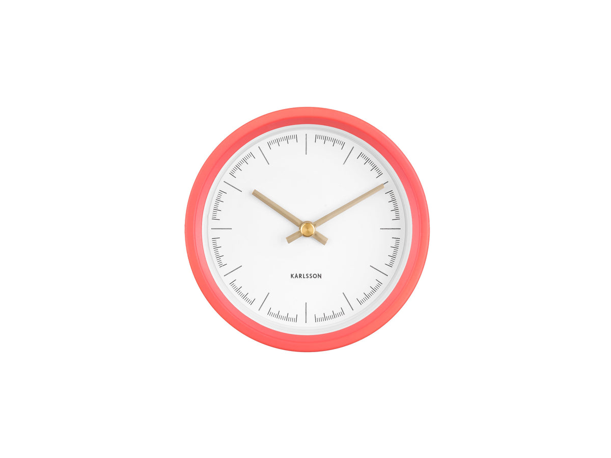 Karlsson Dense wall clock in Coral Pink, 12.5cm rubber rim