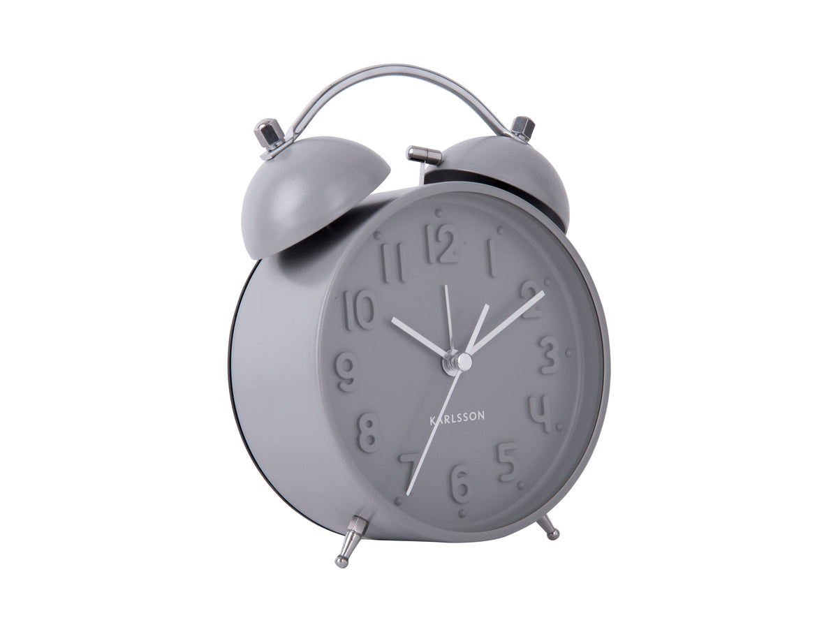 Front view of the Karlsson Iconic alarm clock in Grey